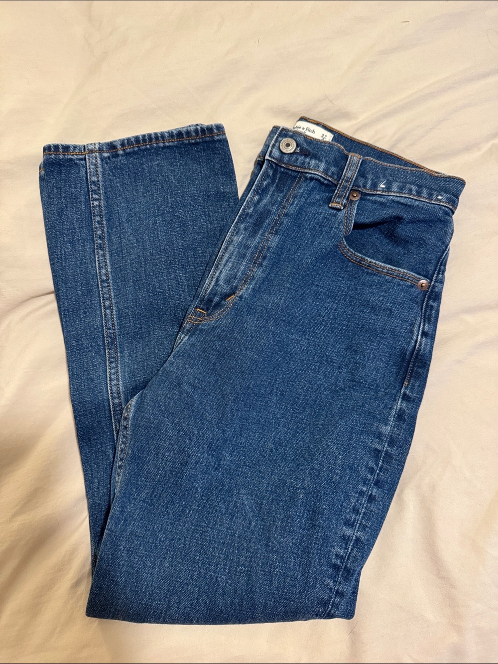 Ultra high rise ankle straight denim